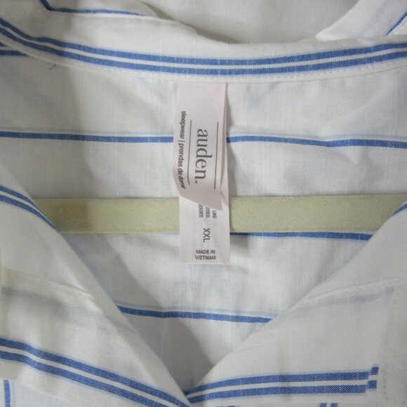 Auden Pajama Set 2 Piece Blue White Striped Long Sleeve & Pants Size XXL NWT - Picture 7 of 13